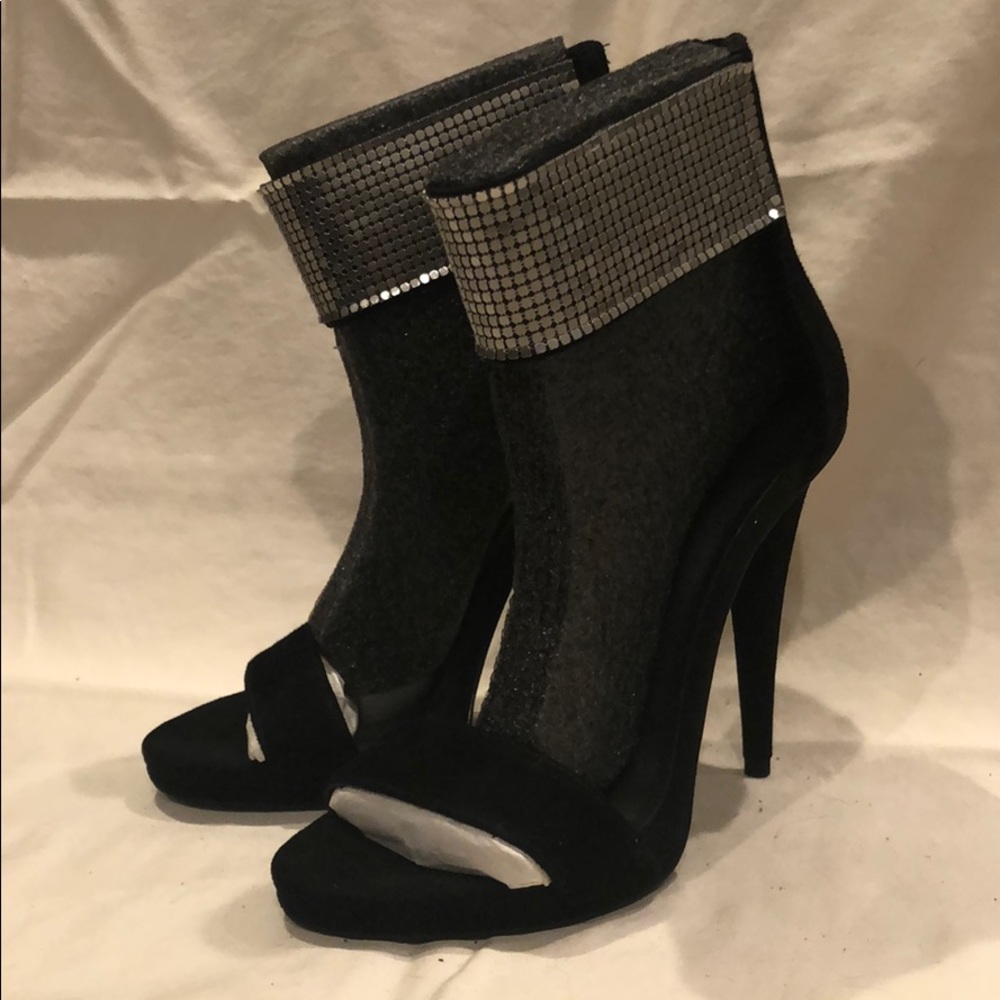 Black embellished heels